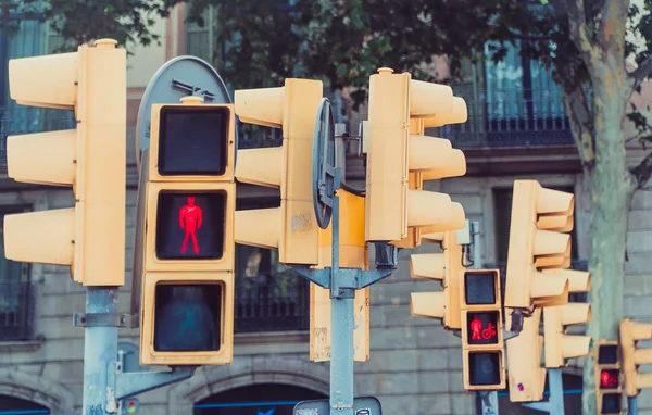 Traffic light. Yellow traffic light with green light