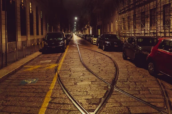 Talya Milano Ekim 2018 Milano Kenti Sokaklarında Gece — Stok fotoğraf