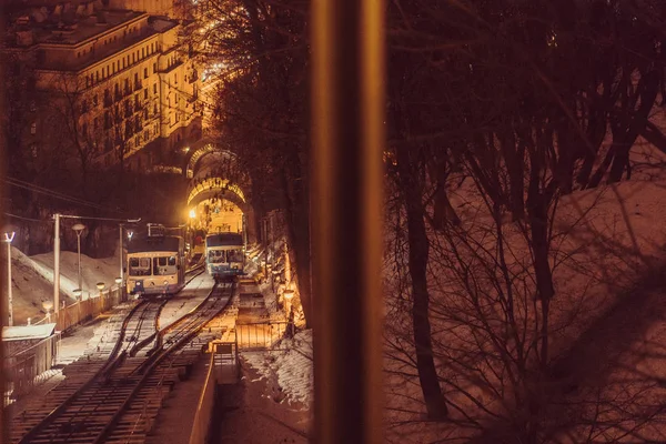 Transport Bergbanan Staden Kiev Ukraina — Stockfoto