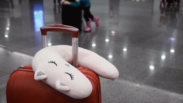 旅行用柔软的枕头带行李 — 图库视频影像