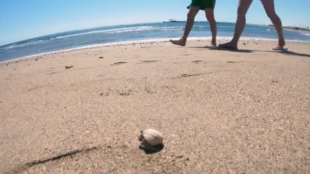 Praia Mar Areia Com Descanso Passageiro — Vídeo de Stock