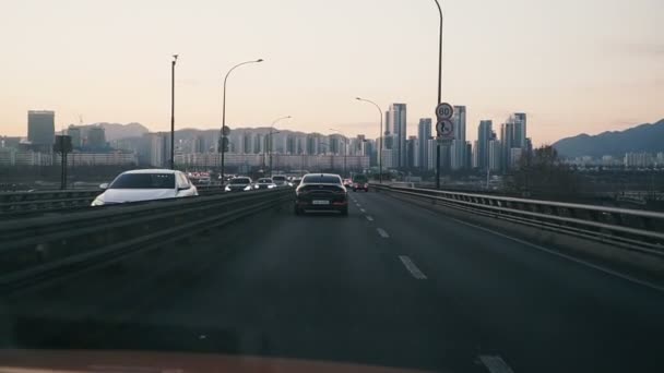 Trafic Automobile Dans Ville Séoul Corée Sud — Video