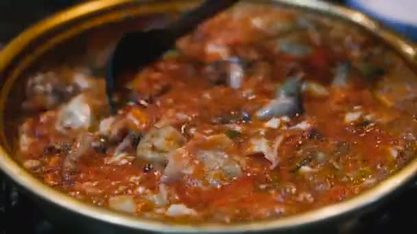 Sopa Marisco Prato Cozinha Coreana — Vídeo de Stock