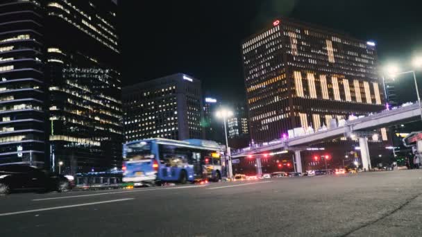 夜の街ソウル — ストック動画