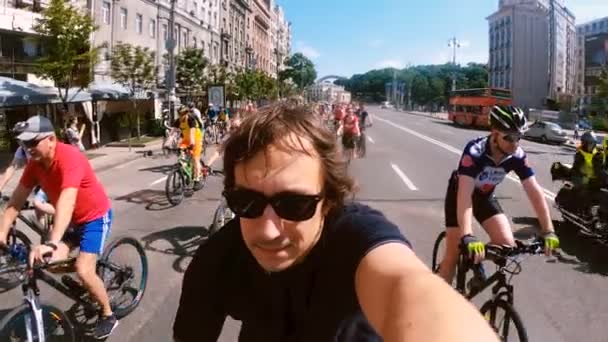 Kiev Oekraïne Juni Fiets Dag 2019 Alle Oekraïense Veloden Belangrijkste — Stockvideo