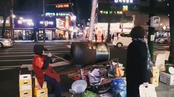 Seúl Corea Del Sur Enero 2019 Vida Nocturna Ciudad Seúl — Vídeo de stock