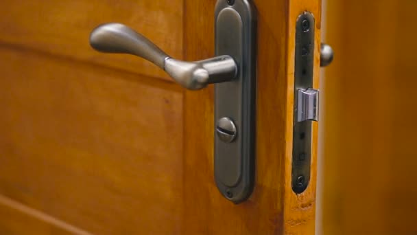 Door Lock Wooden Door Door Lock — Stock Video