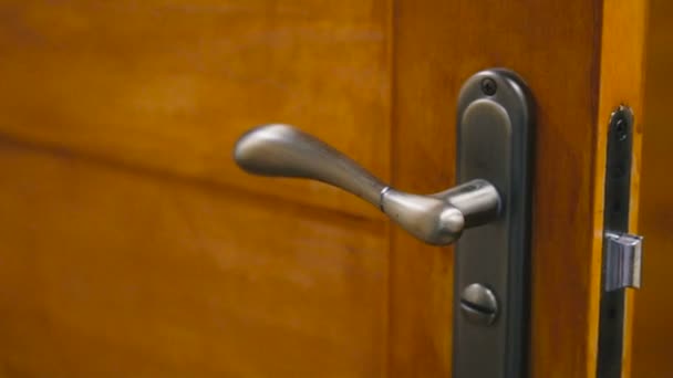 Door Lock Wooden Door Door Lock — Stock Video