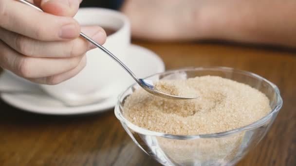 Açúcar Colher Açúcar Chá — Vídeo de Stock