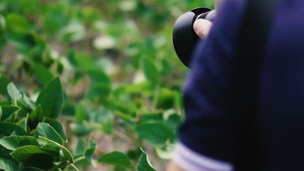 Fotografo Fotografo Con Una Macchina Fotografica Scatta Paesaggio — Video Stock