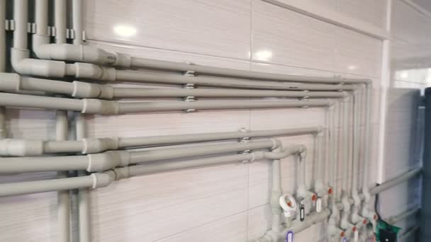 Boiler. Large boiler for heating water in a private house. — Stock Footage Boiler Large Boiler Heating Water Private House Stock Footage