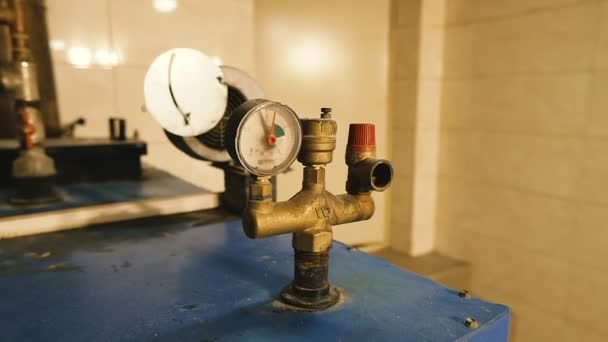 Temperature sensor in the boiler room. Temperature sensor in a boiler for heating a private house — Stock Footage Temperature Sensor Boiler Room Temperature Sensor Boiler Heating Private House Stock Video