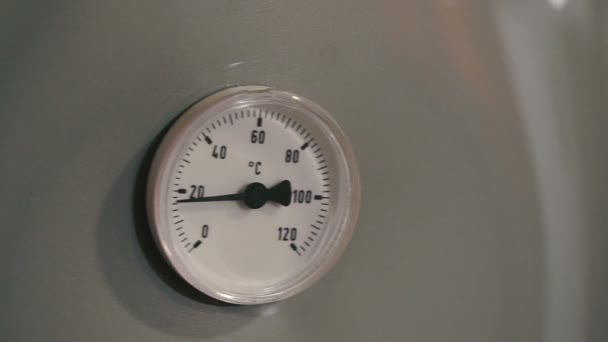 Temperature sensor in the boiler room. Temperature sensor in a boiler for heating a private house — Stock Footage Temperature Sensor Boiler Room Temperature Sensor Boiler Heating Private House Video Clip