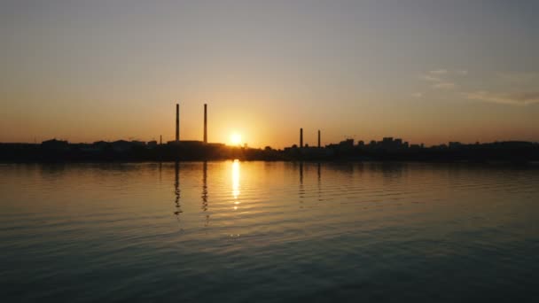 Coucher Soleil Large Rivière Avec Coucher Soleil — Video