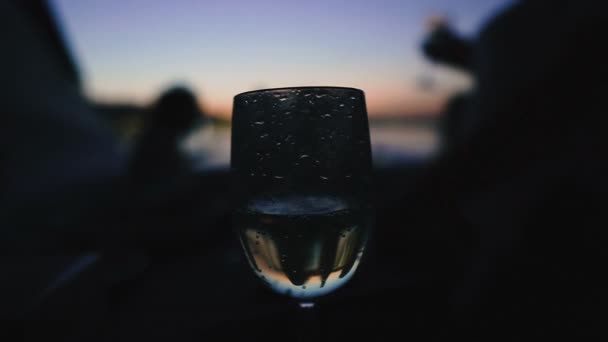 Alcol Silhouette Persone Uno Yacht Che Bevono Vino — Video Stock