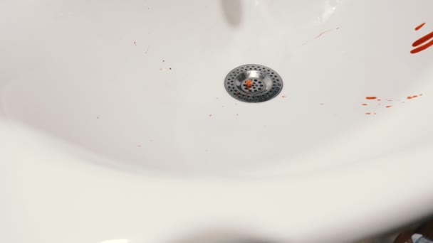 Tooth Torn Tooth Blood Washbasin — Stock Video