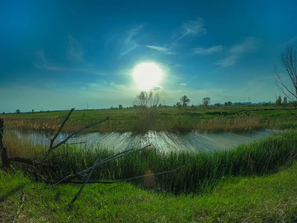 Natureza Steppe Rio Fluindo Ucrânia Kiev — Fotografia de Stock