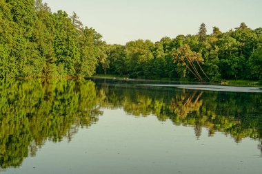 Göl. Ağaçlar gölün suyuna yansıyor..