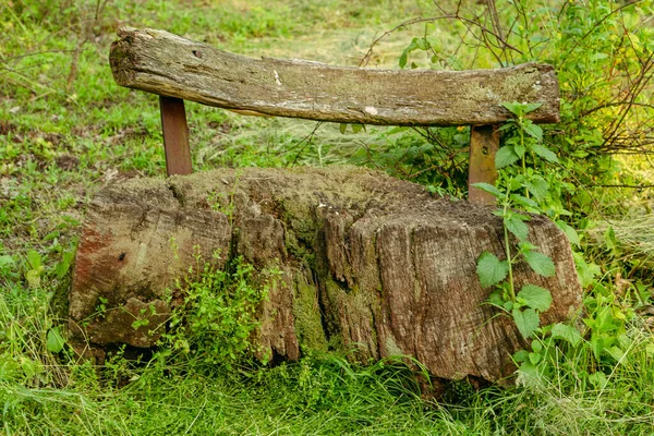 Panchina Panca Legno Fatta Casa Nel Parco — Foto Stock