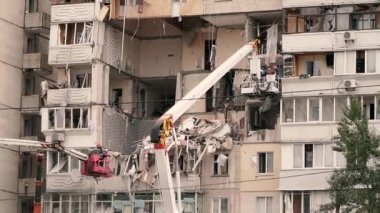 Evdeki patlama. Gaz sızıntısı sonucu ev havaya uçtu. Ukrayna. Kiev.