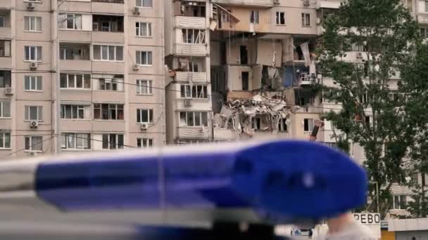 Kyiv Ukraine Haziran 2020 Bir Apartmanın Patlaması Kurtarma Ekipleri Molozların — Stok video
