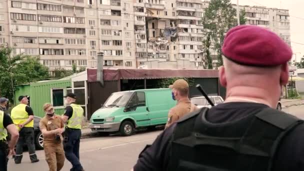 Kyiv Ukraine Juin 2020 Explosion Immeuble Police Bouclé Explosion — Video