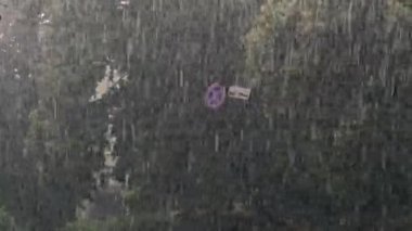 Yol tabelası. Park levhası yok. Yağmur yağıyor..