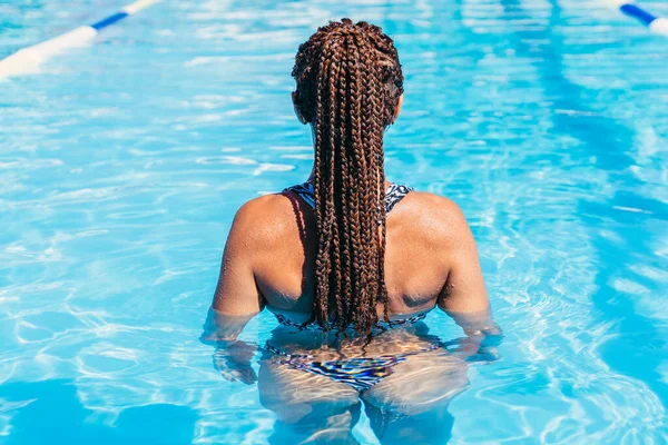 Piscina Mujer Deportiva Traje Baño Nada Piscina Retrato —  Fotos de Stock