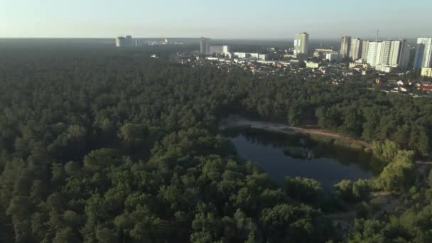 Park Město Veřejný Park Výhledem Obytné Budovy Ukrajina Kyjev Letecký — Stock video