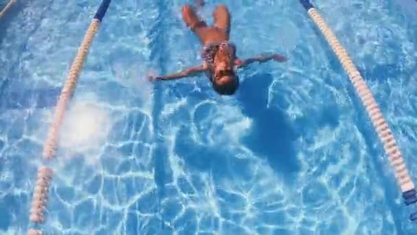 Piscina Piscina Mulher Fato Banho Nada Piscina — Vídeo de Stock