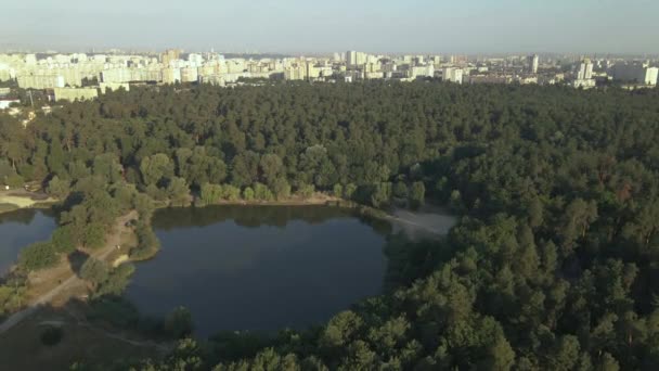 Park Město Veřejný Park Výhledem Obytné Budovy Ukrajina Kyjev Letecký — Stock video