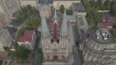 Kiliseye. Nikolaevsky Kilisesi. Ukrayna. Kiev. Hava görünümü.