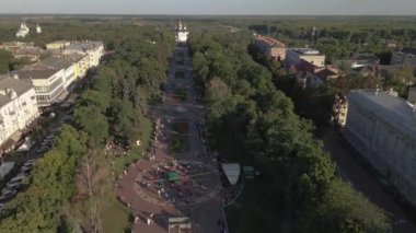 Yolculuk. Chernigov şehri. Ukrayna. Hava görünümü.