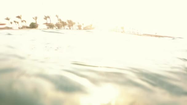 Deniz Denizin Arka Planında Gün Doğumu Mısır Kızıl Deniz — Stok video