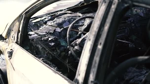Araba Yangından Sonra Yanmış Arabalar — Stok video