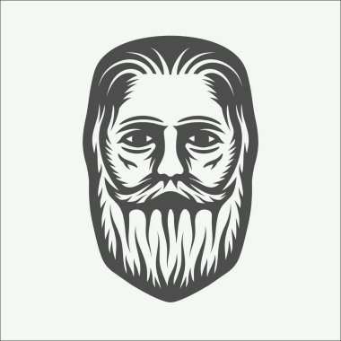 Vintage beardman oduncu retro tarzı. Tek renkli grafik sanatı. Vektör çizim