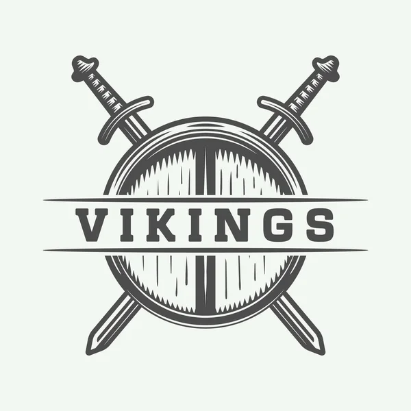 Vintage Vikingler Motivasyonel Logo Etiket Amblem Alıntı Ile Retro Tarzı — Stok Vektör