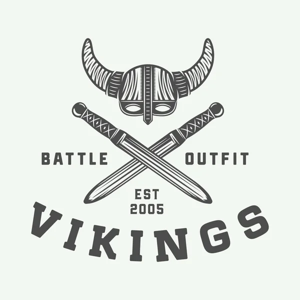 Vintage Vikings Logotipo Motivacional Rótulo Emblema Emblema Estilo Retro Com — Vetor de Stock