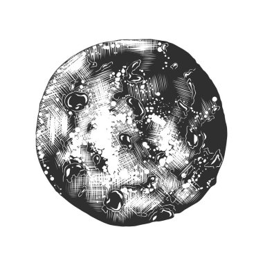 Posterler, süsleme ve baskı için oyulmuş stil illüstrasyon vektör. El coockie beyaz arka plan üzerinde izole tek renkli çizilmiş kroki. Vintage gravür tarzı çizim ayrıntılı.