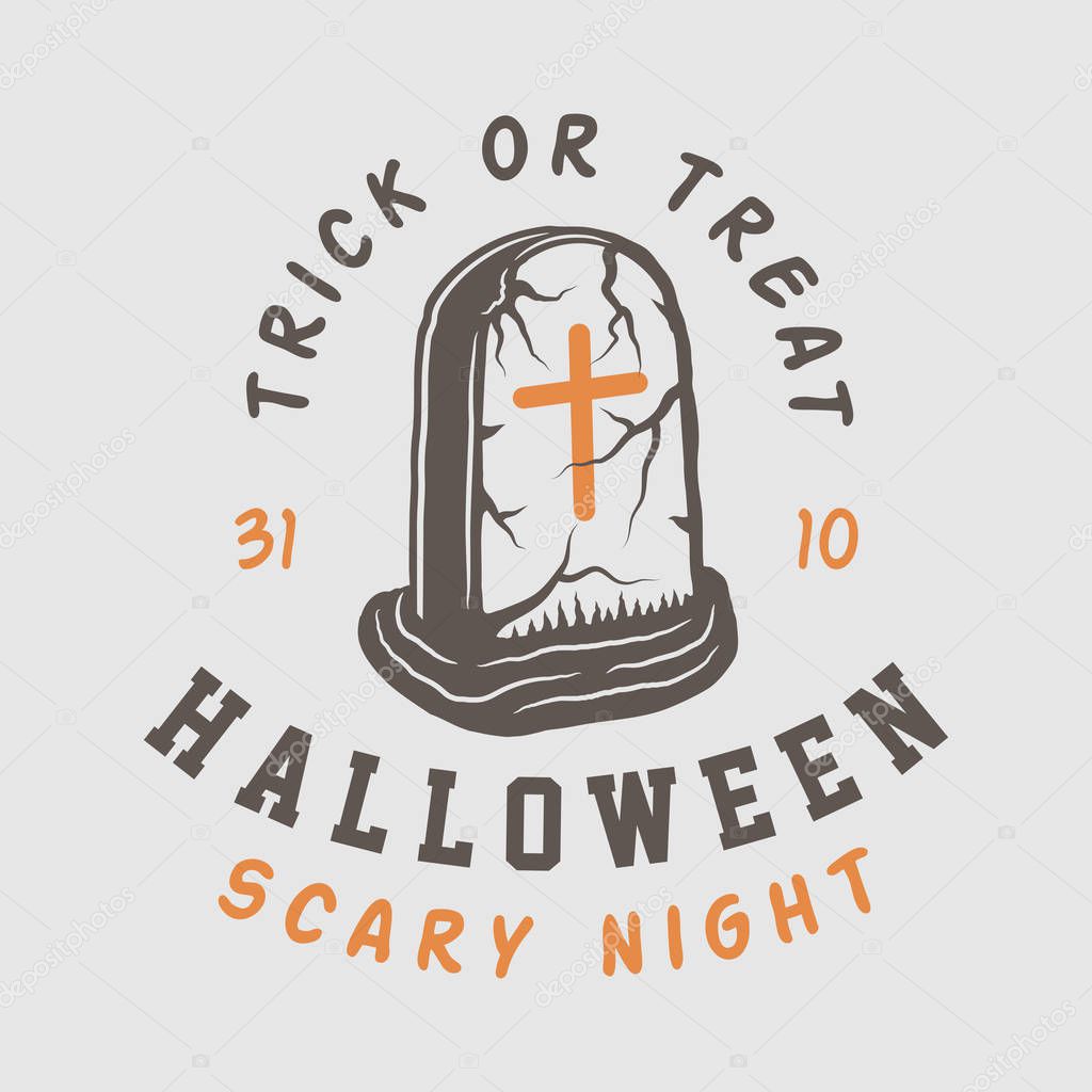 Vintage retro halloween logo, emblem, badge, label, mark, patche Monochrome Graphic Art Illustration Vector
