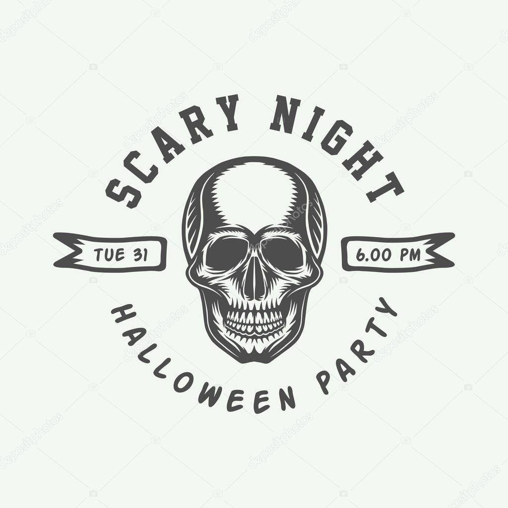Vintage retro halloween logo, emblem, badge, label, mark, patche Monochrome Graphic Art Illustration Vector
