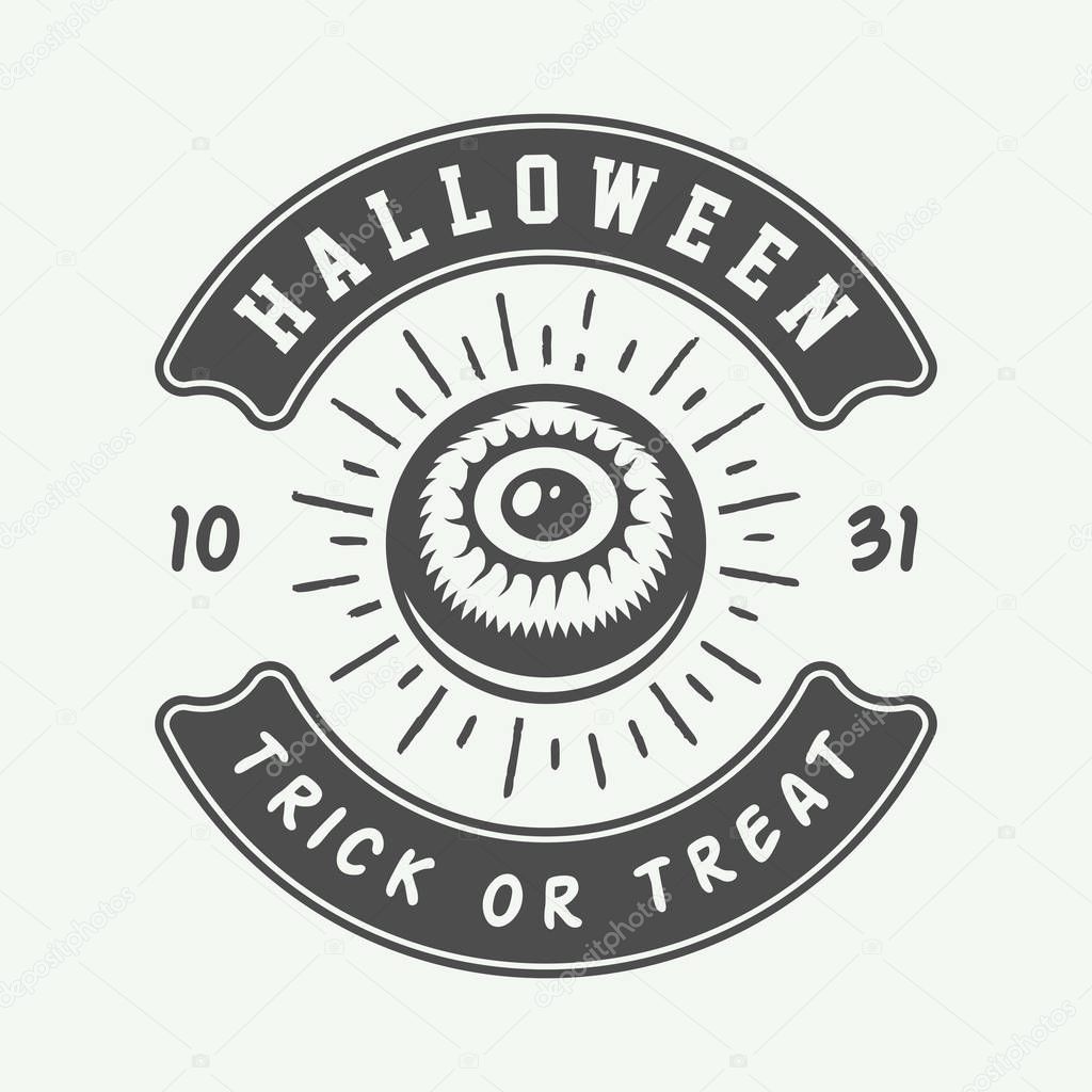 Vintage retro halloween logo, emblem, badge, label, mark, patche Monochrome Graphic Art Illustration Vector