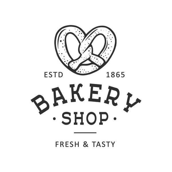 Vintage Style Bakery Shop Label Badge Emblem Logo Monochrome Graphic — Stock Vector