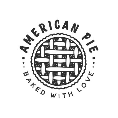 Vintage tarzı pastane dükkanı etiket, rozet, amblem, logo. Vektör çizim. Tek renkli grafik sanatı oyulmuş tasarım öğesi ile. Beyaz arka plan üzerinde doğrusal grafik koleksiyonu. Vintage ekmek salonu