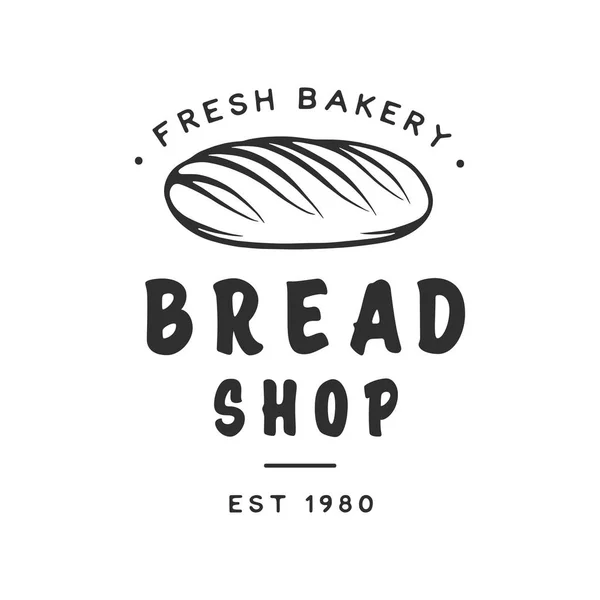 Vintage Style Bakery Shop Label Badge Emblem Logo Monochrome Vector — Stock Vector