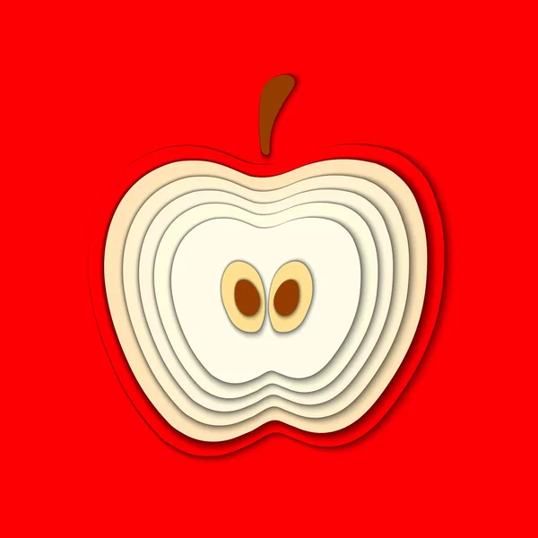 Papier Vectoriel Coupé Pomme Rouge Formes Coupées Abstrait Style Art — Image vectorielle