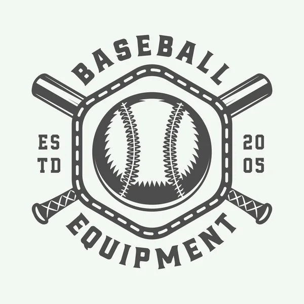 Vintage Baseball Sport Logo Emblem Badge Mark Label Monochrome Graphic — Stock Vector