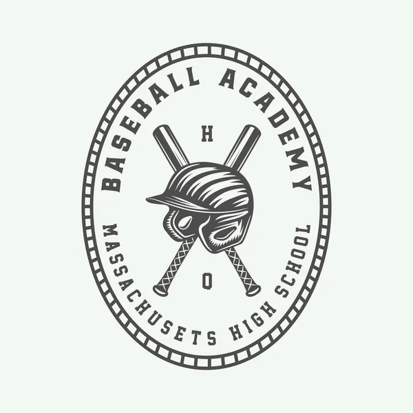 Vintage Honkbal Sport Logo Embleem Badge Mark Label Zwart Wit — Stockvector