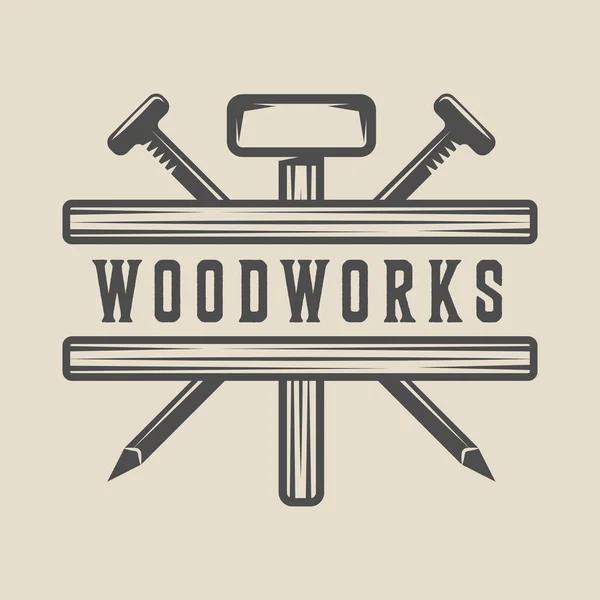 Vintage Carpentry Woodwork Mechanic Label Badge Emblem Logo Vector Illustration — Stock Vector
