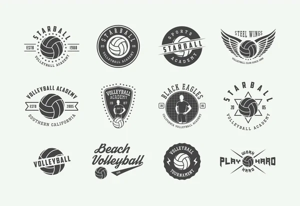 Ensemble d'étiquettes, d'emblèmes et de logo vintage de volley-ball . — Image vectorielle